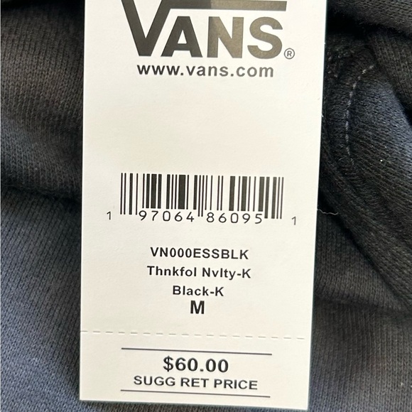 Vans/ MWT/  "Off the Wall" tie-dye hoodie/ size M/ blk n grey - Picture 10 of 13